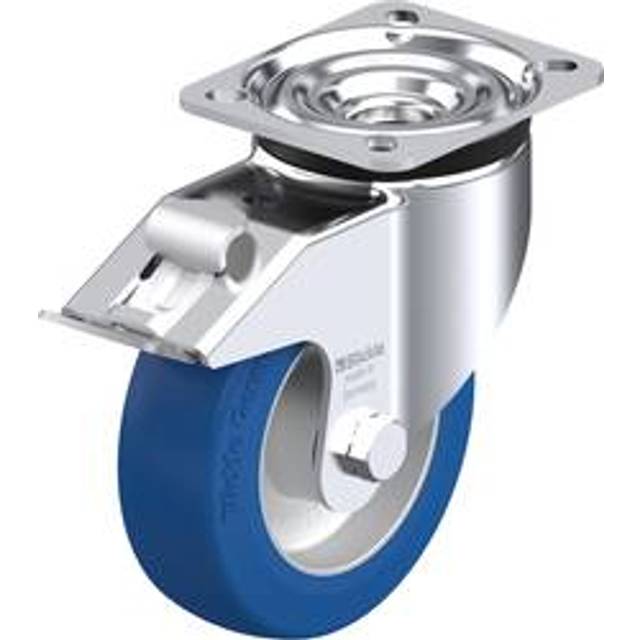 Blickle wheel Ø 125 mm, max. load 350 kg, wheel Ø 125 mm, max. load 350 kg, plate dimensions 100 x 85 mm - blue