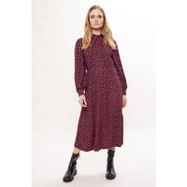 Louche Tovella Gingham Twist Print Long Sleeve Twist Neck Midi Dress