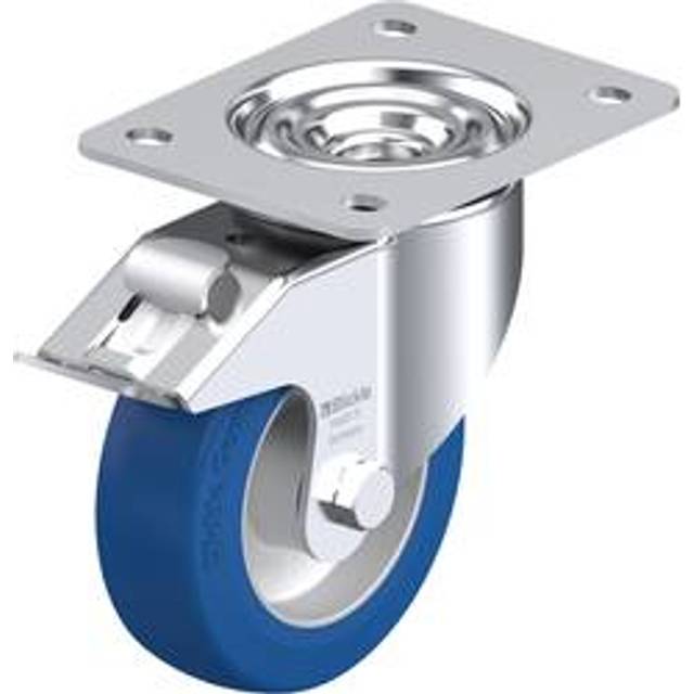 Blickle wheel Ø 125 mm, max. load 350 kg, wheel Ø 125 mm, max. load 350 kg, plate dimensions 140 x 110 mm - blue