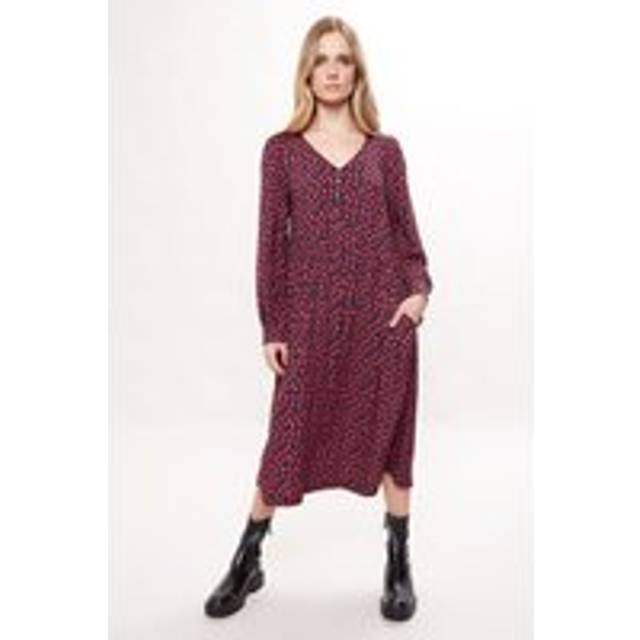 Louche Rheane Gingham Twist Print Long Sleeve V Neck Midi Dress