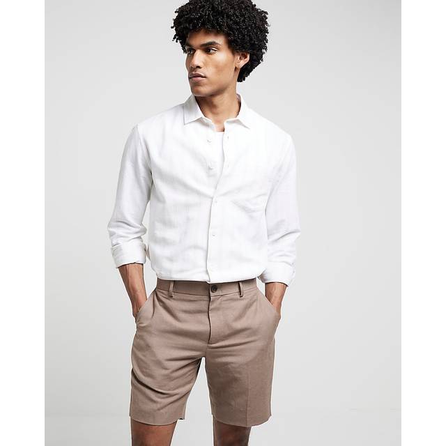River Island – Mörkt stenfärgad shorts i linne-Naturlig