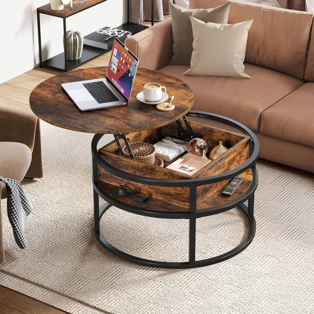 YITAHOME Round Lift Top Coffee Table, Coffee Tables for Living Room with Hidden Storage Compartment, Modern Coffee Table with Storage for Home Office,