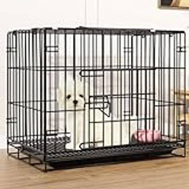Hundbur, Hundkennel, Hundbur, Husdjursbur, Kattbur, Hundburar För Små Hundar, Hundbur, Hopfällbar Hundbur, Burar (Color : Black, Size : M)