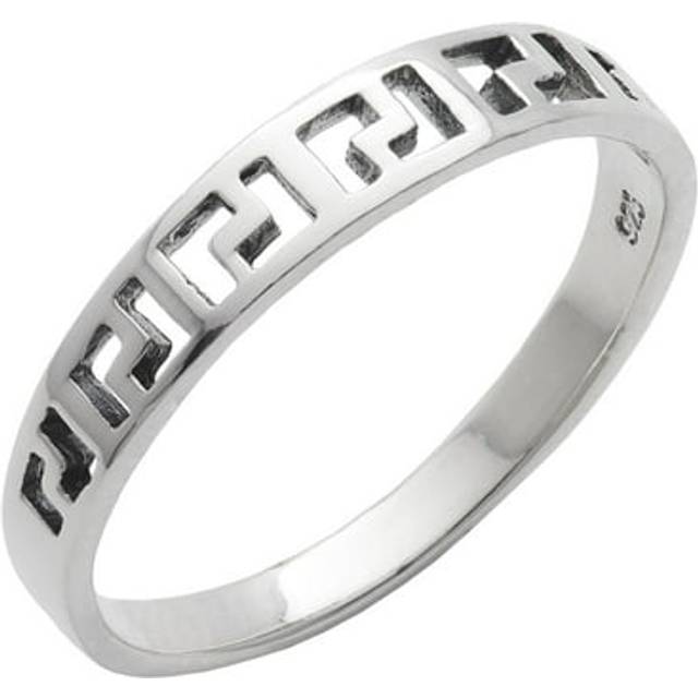 Sterling Silver Greek Key Ring Grecian Wedding Band Hollow-Out Pattern | RingSize: UK (L 1/2) US (6) EU (11.5)