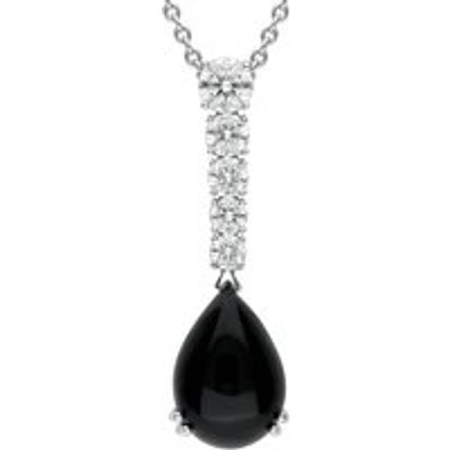 18ct White Gold Whitby Jet 1.25ct Diamond Pear Necklace