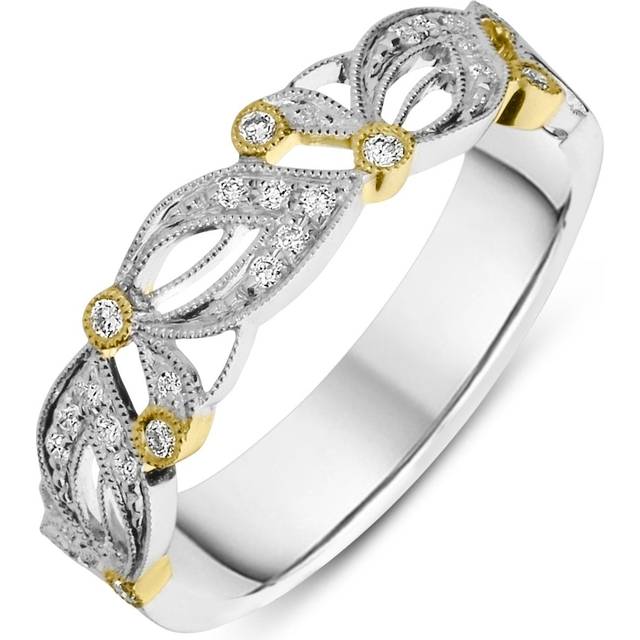 18ct White Gold 0.16ct Diamond Floral Ring - L