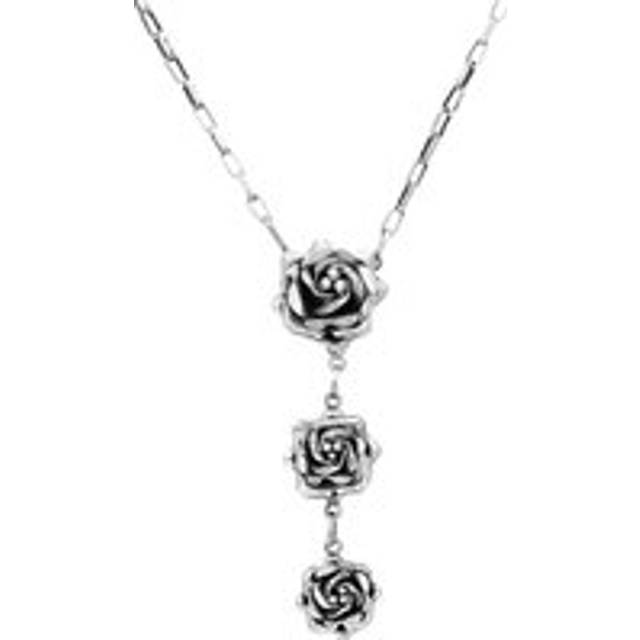 Sterling Silver Cascading Roses Necklace