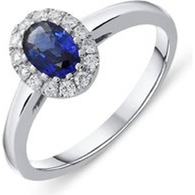 18ct White Gold 0.55ct Sapphire Diamond Halo Ring - Option1 Value White Gold