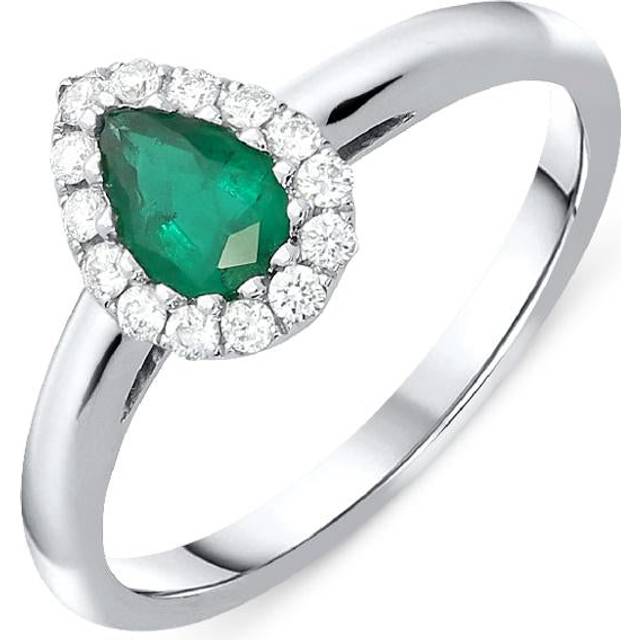 18ct White Gold 0.46ct Emerald Diamond Pear Cut Ring - White Gold