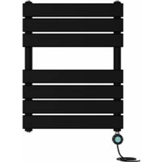 NRG - Pre-filled Electric Heated Towel Rail Radiator Flat Panel Thermostatic 650x500mm Black