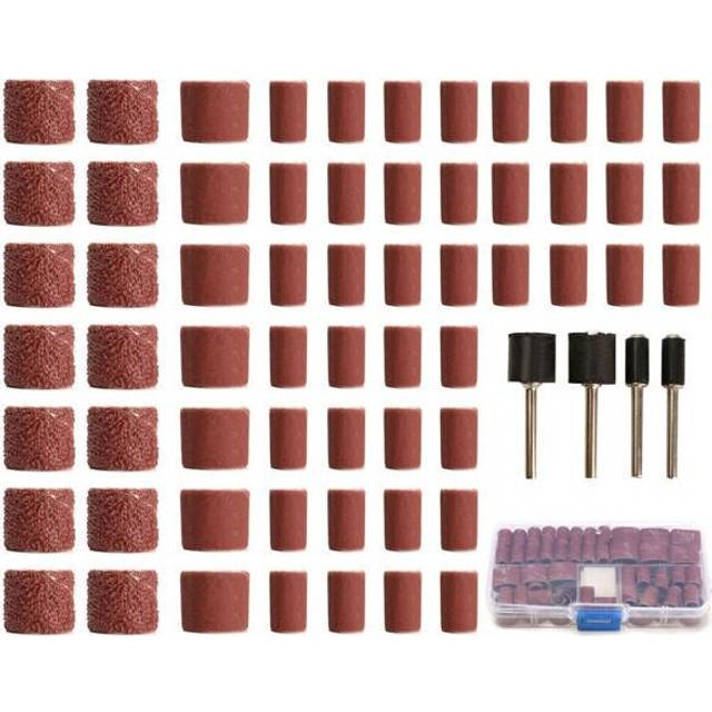 100pcs 60/120/320 Grit Drum Sanding Kit Fit Dremel Rotary Tools with 1/2 1/4 Inch Sanding Mandrels