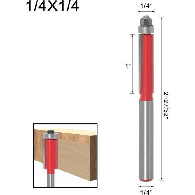 (A: 1 X 1/4*1/4ÂMilling Cutter) Double-Edged Straight Extended Bearing Trimming Cutter For Wood Engraving Machine