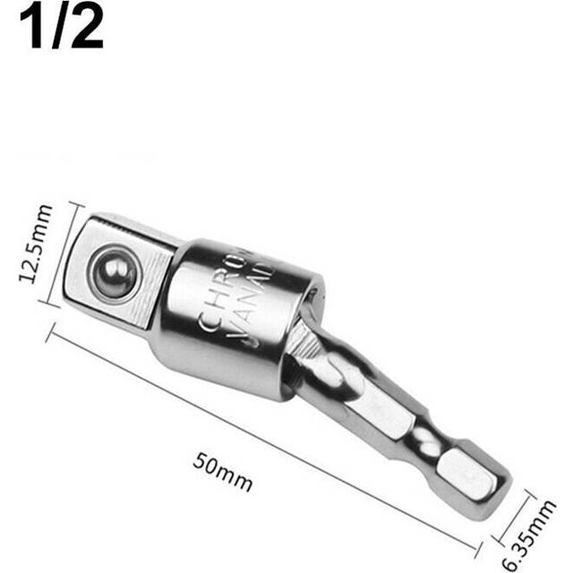 (1/2 Inch) 360 Rotary Screwdriver Extension Bar Hex Shank To Square Socket Drill Bits Bar Drill Socket Adapter