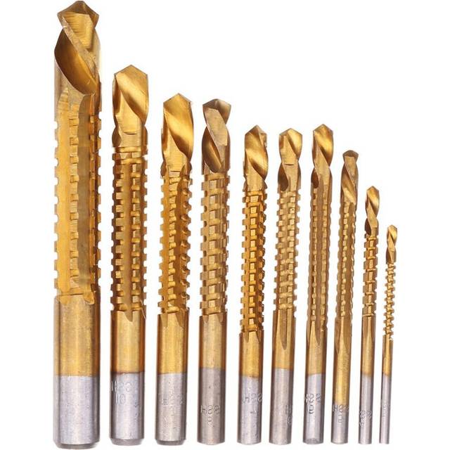 10pcs 3-13mm HSS Titanium Coated Twist Drill Bit Set Wood Metal Cutting Groove