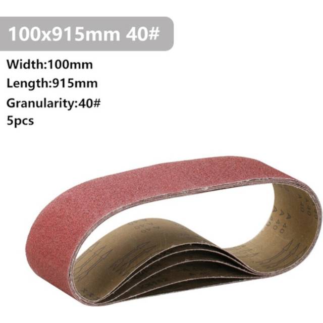 (40# 5 Pcs x Sanding Belt) 5Pcs 915x100mm 40 to 400 Grit Sanding Belt for Flush Belt Machines Polishing Grind Machine