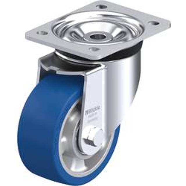 Blickle wheel Ø 125 mm, max. load 450 kg, wheel Ø 125 mm, max. load 450 kg, plate dimensions 140 x 110 mm - blue