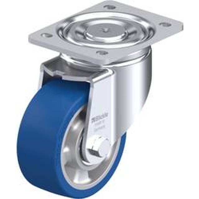 Blickle wheel Ø 125 mm, max. load 450 kg, wheel Ø 125 mm, max. load 450 kg, plate dimensions 140 x 110 mm - blue