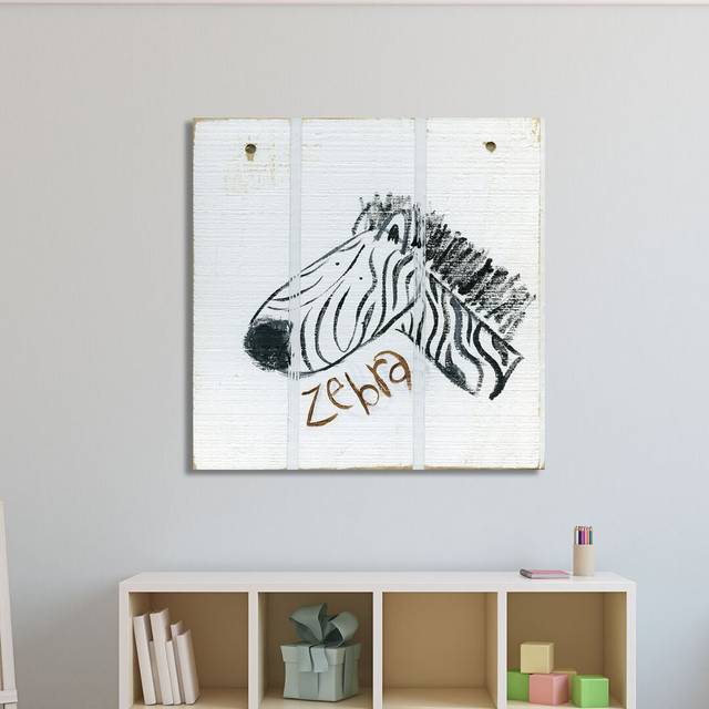 Happy Zebra by Erin Burston - Wrapped Canvas Painting Print (91 cm H x 91 cm W x 4 cm D)