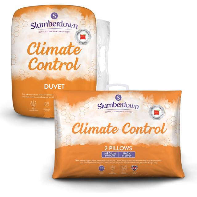 Climate Control 10.5 Tog All Year Round Duvet With 2 Pillows - White - Double