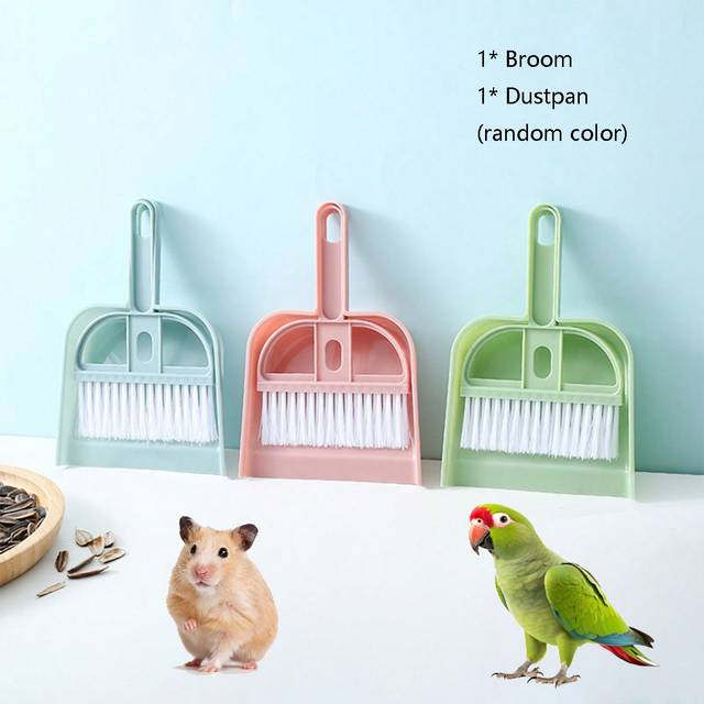 2st/set Slumpmässig Färg Hamster Bur Rengöring Verktyg : Kvast Och Sopskyffel - Multifärgad (Multi-size)