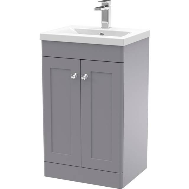 nuie 500mm Floor Standing 2 Door Vanity & Basin 1 - Satin Grey, Grey