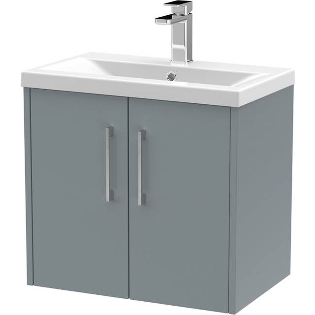 Hudson Reed Juno Coastal Grey 600mm Wall Hung 2-Door Vanity Unit &amp;