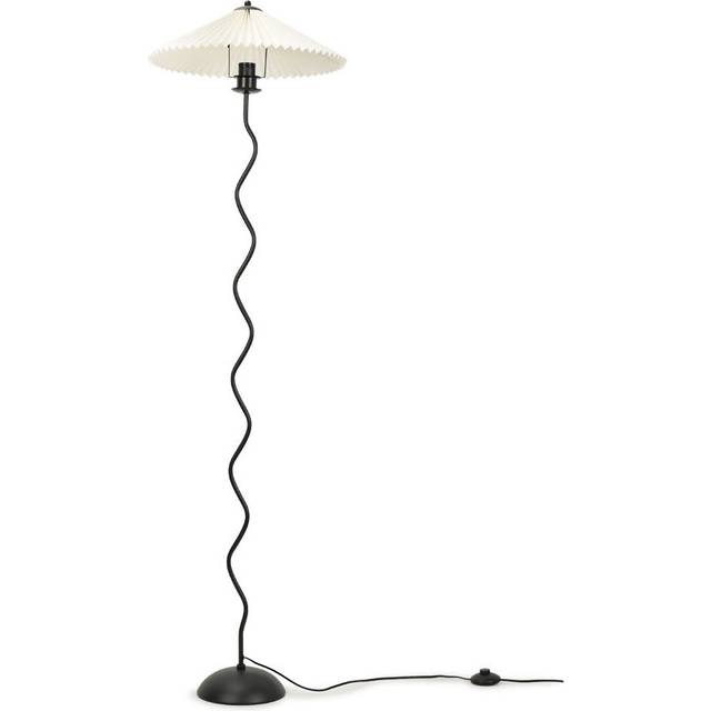 Valuelights - Black Metal Wavy Stem Floor Lamp with a White Origami Pleated Shade - Bulb Included