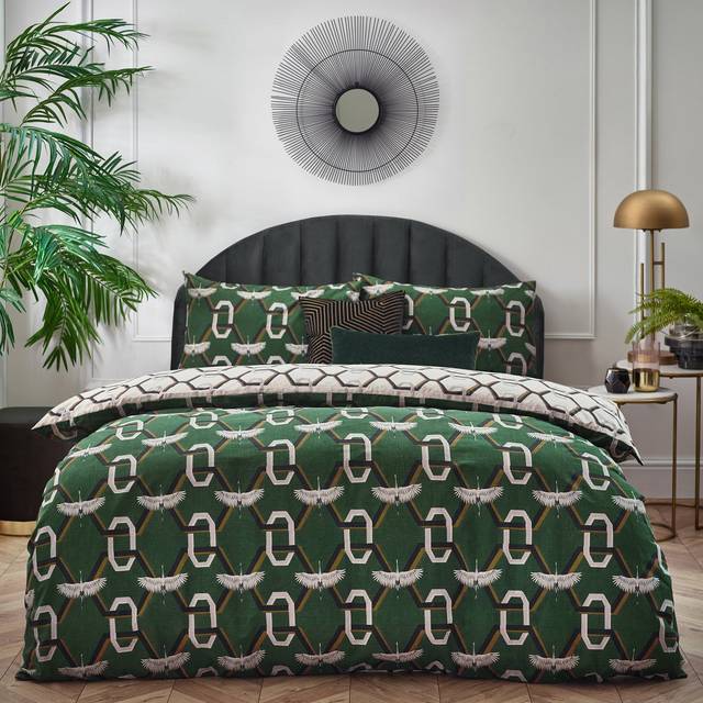 Polyester/Cotton 144 TC Reversible Duvet Cover Set - Green (220cm W x 230cm L)