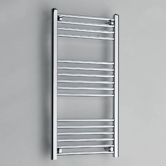Water-Fed Heated Vertical Straight Towel Rail - Chrome (100cm H x 40cm W x 2cmm D)