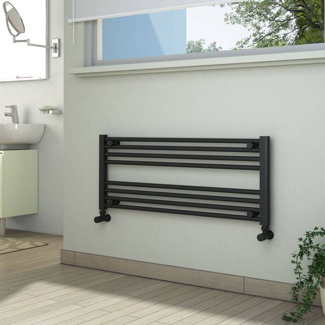 Sharie Horizontal Straight Towel Rail - Anthracite (40cm H x 100cm W x 3cm D)