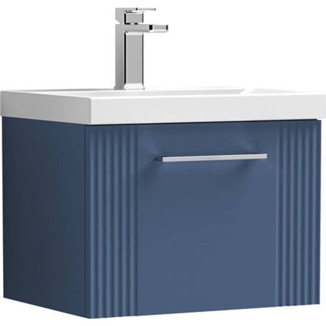 Deco Wall Hung 1-Drawer Vanity Unit with Basin-3 500mm Wide - Satin Blue - Nuie