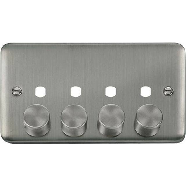 Click Deco Plus 4 Gang Dimmer Switch Plate Stainless Steel