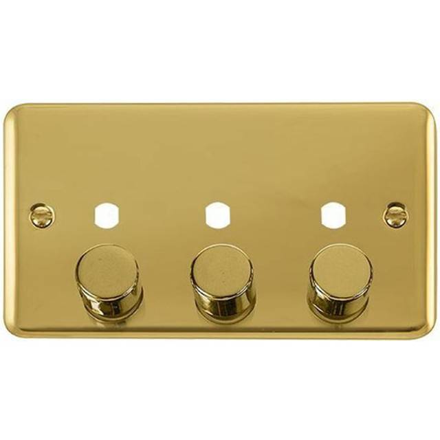 Click Deco Plus 3 Gang Dimmer Switch Plate Polished Brass