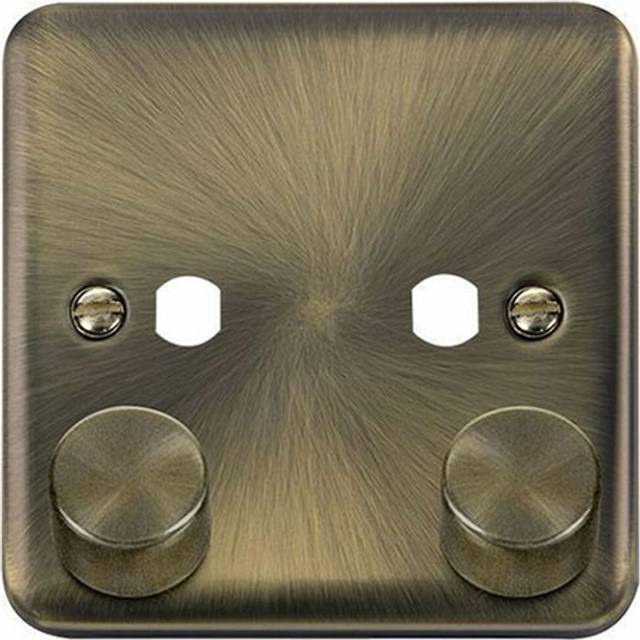 Click Deco Plus 2 Gang Unfurnished Dimmer Switch Plate Antique Brass