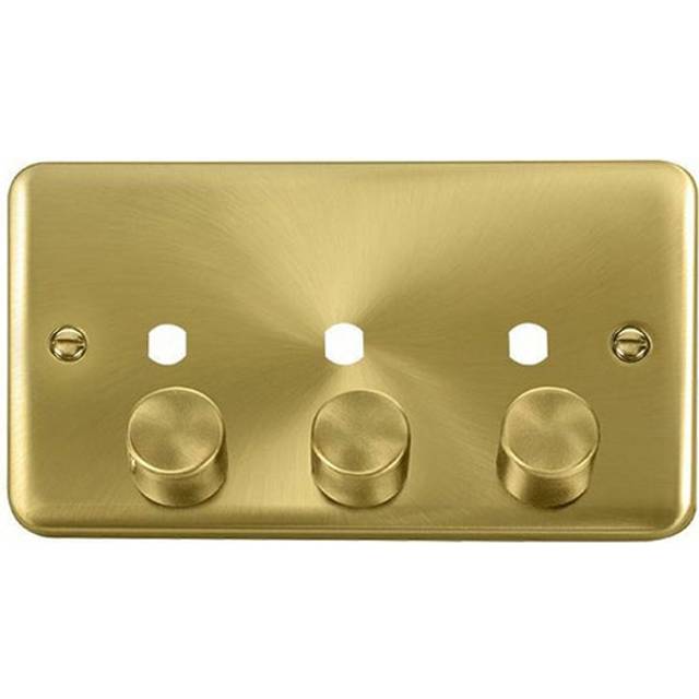 Click Deco Plus 3 Gang Dimmer Switch Plate Satin Brass