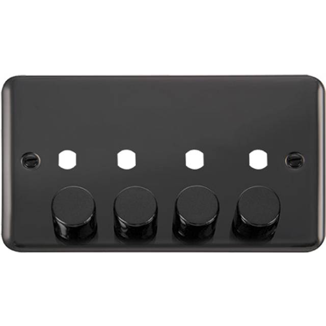 Click Deco Plus 4 Gang Dimmer Switch Plate Black Nickel