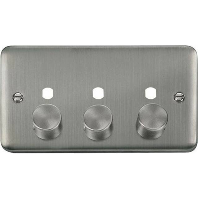 Click Deco Plus 3 Gang Dimmer Switch Plate Stainless Steel