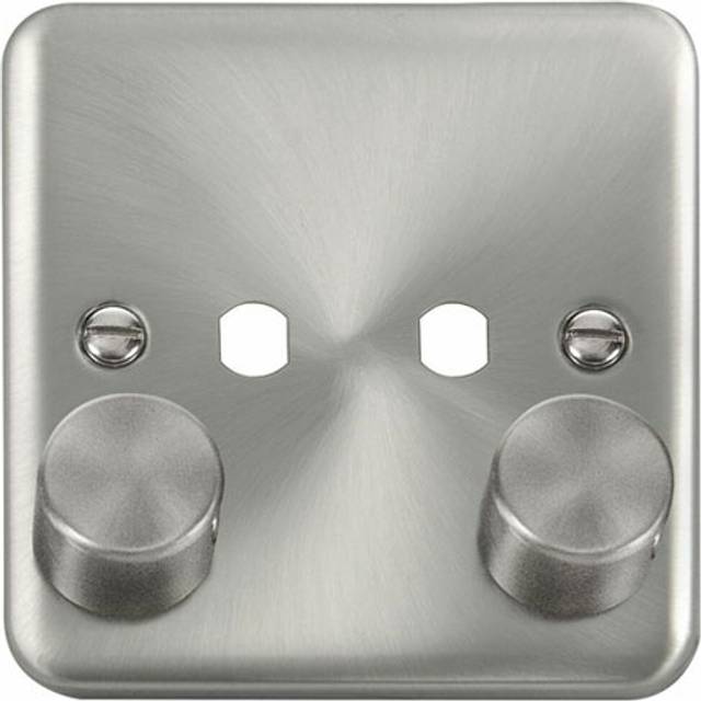 Click Deco Plus 2 Gang Dimmer Switch Plate Satin Chrome
