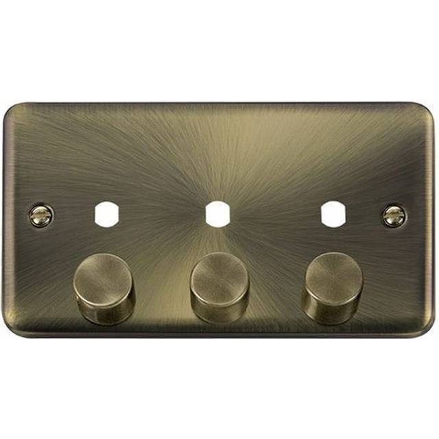 Click Deco Plus 3 Gang Dimmer Switch Plate Antique Brass