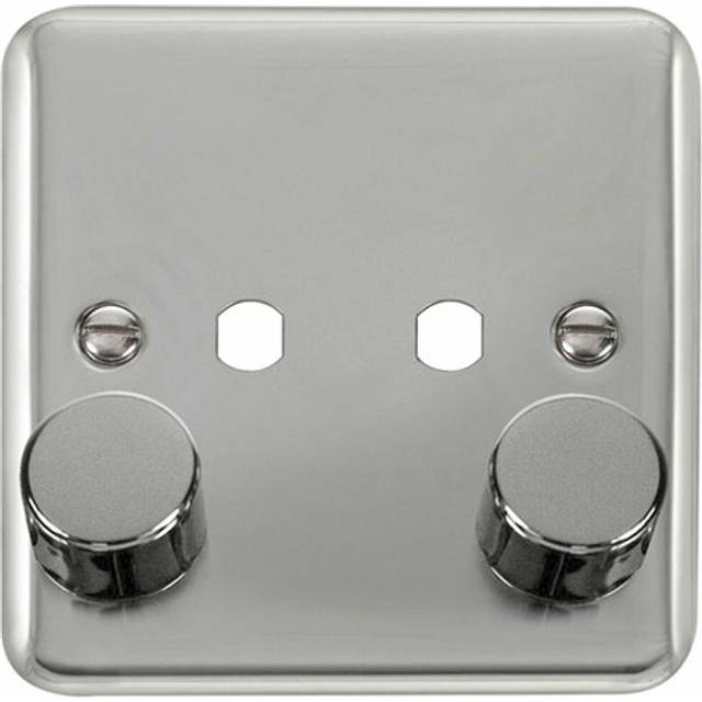 Click Deco Plus 2 Gang Dimmer Switch Plate Polished Chrome