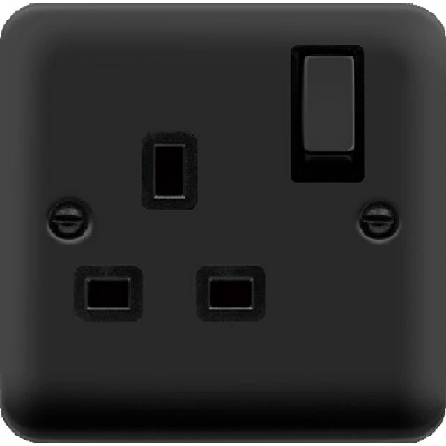 Click Deco Plus 1 Gang Socket 13A Matt Black Black Inserts