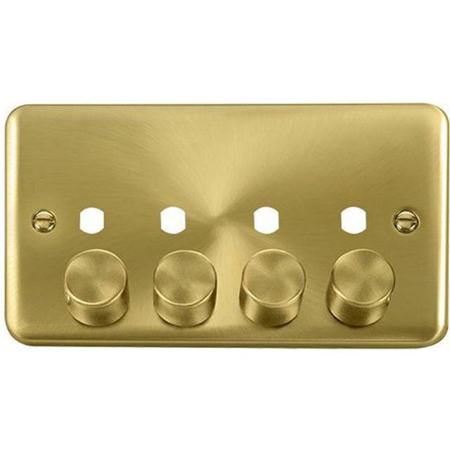 Click Deco Plus 4 Gang Dimmer Switch Plate Satin Brass