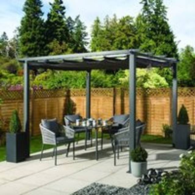 Garden Gazebo 3M x 3M Charcoal Canopy + FREE Gazebo Cover Cream By Croft