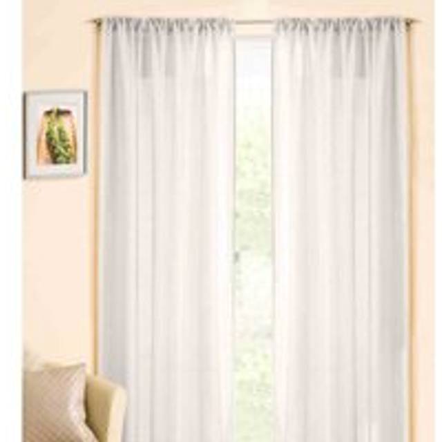 Casablanca Contemporary Metallic Linen-Look Voile Panel with Shimmering Yarn - Pair - White - 140cm width x 229cm drop