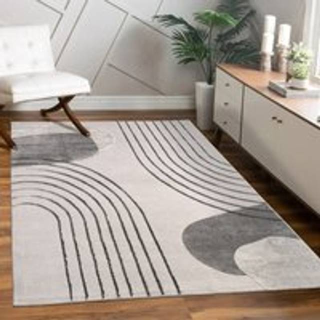 Paco Home Matta Vardagsrum Kort Stapel Blommor Regnbåge Geometrisk, Storlek:200x290 cm, Färg:Grå 4