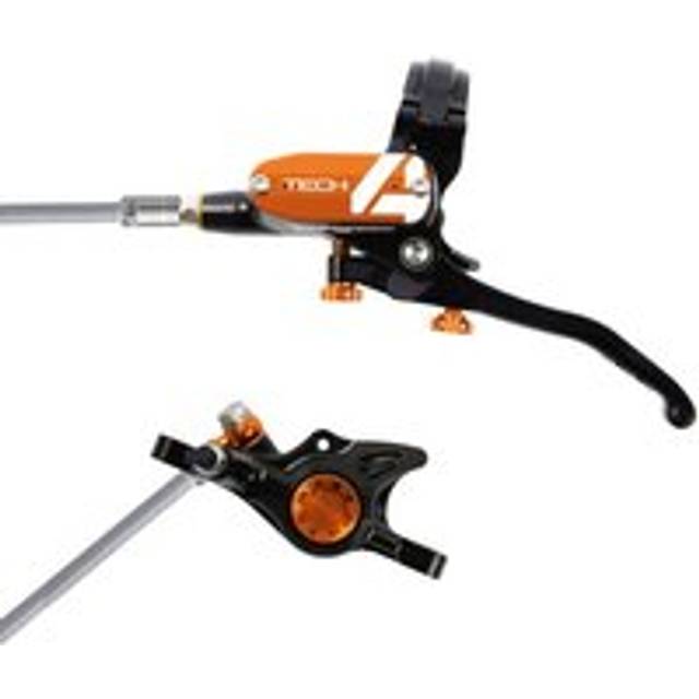 Hope Disc Brake - Tech 4 X2 - No Rotor - Braided - Black/Orange - Righ
