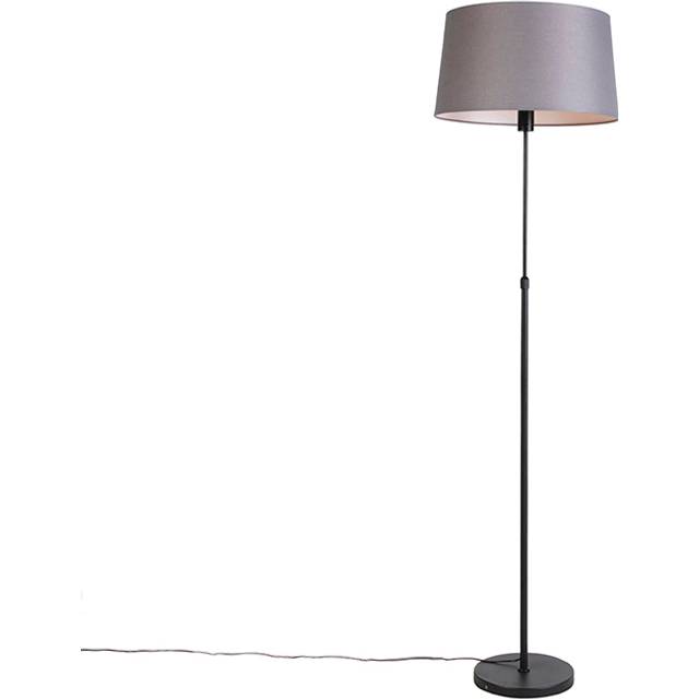 Golvlampa svart med mörkgrå linneskärm 45 cm - Parte