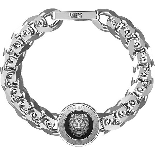Guess Men's Stainless Steel Lion Coin Curb Chain Bracelet