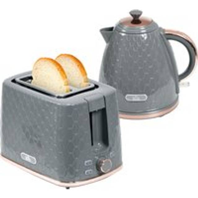HOMCOM Kettle And Toaster Set 1.7L Fast Boil Kettle & 2 Slice Toaster Set Grey, Grey
