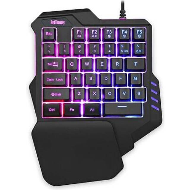One-Handed Gaming Keyboard - RedThunder RGB Backlit 35 Keys Portable Mini Gaming Keypad - Ergonomic Game Controller for PUBG LOL WOW DOTA2 - Computer